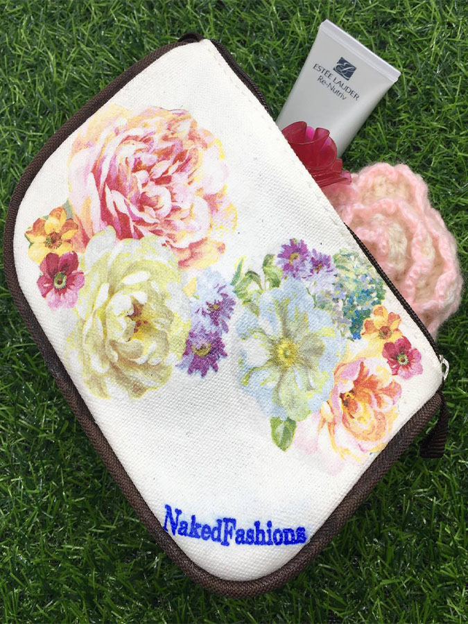 Nakedfashions Decoupage Cosmetics Bag Three Flowers